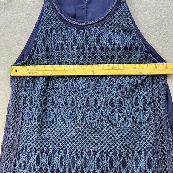Miss Me Tank Top Women's Size Small Teal Blue Crochet Button Up Back Western - Picture 4 of 9